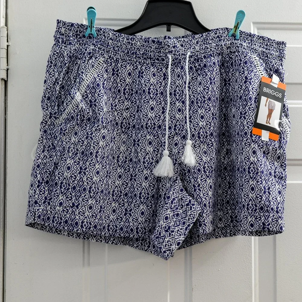Briggs Ladies’ Linen‎ Blend Short BLUE PRINT